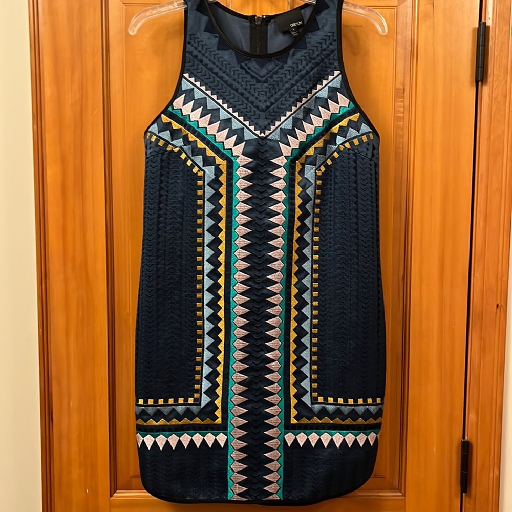 Navy Embroidered Greylin Dress
